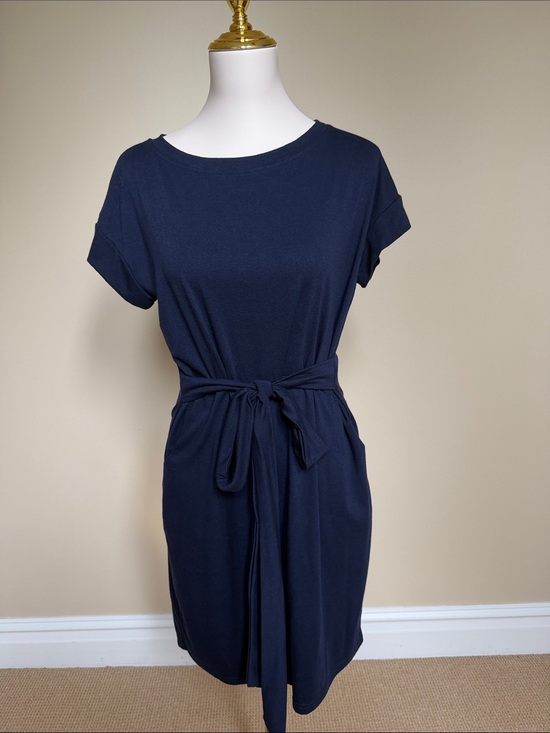 Merokeety Dresses & Skirts - Merokeety Navy Blue Tie Waist T-Shirt Dress Pockets Size M